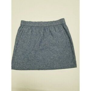 LOFT Women's Blue Linen Blend Skirt Fit Flare A-Line Size‎ Large L Pockets